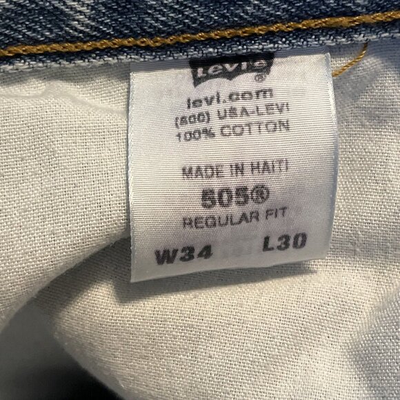 Men's Levis 505 Regular Fit Denim Jeans SZ 34x30 Blue Cotton Modern Red Tab - Picture 9 of 12